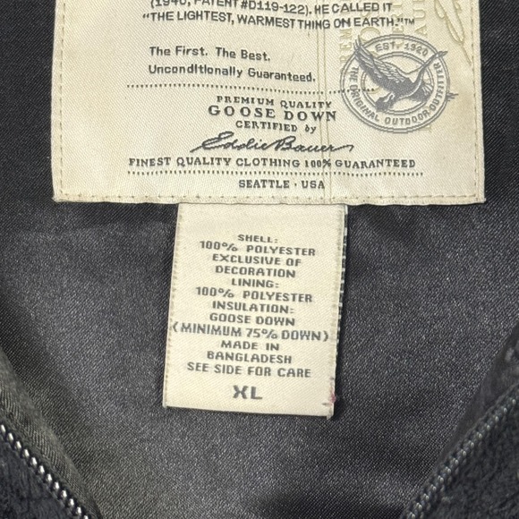 Eddie Bauer Puffer Down Vest Womens XL Black Insulated Lined Full Zip Pockets - Picture 3 of 9